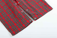 Load image into Gallery viewer, Red Christmas Plaid Santa Yoke Overalls