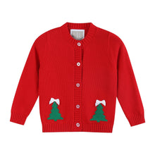 Load image into Gallery viewer, Red Christmas Tree Knit Cardigan