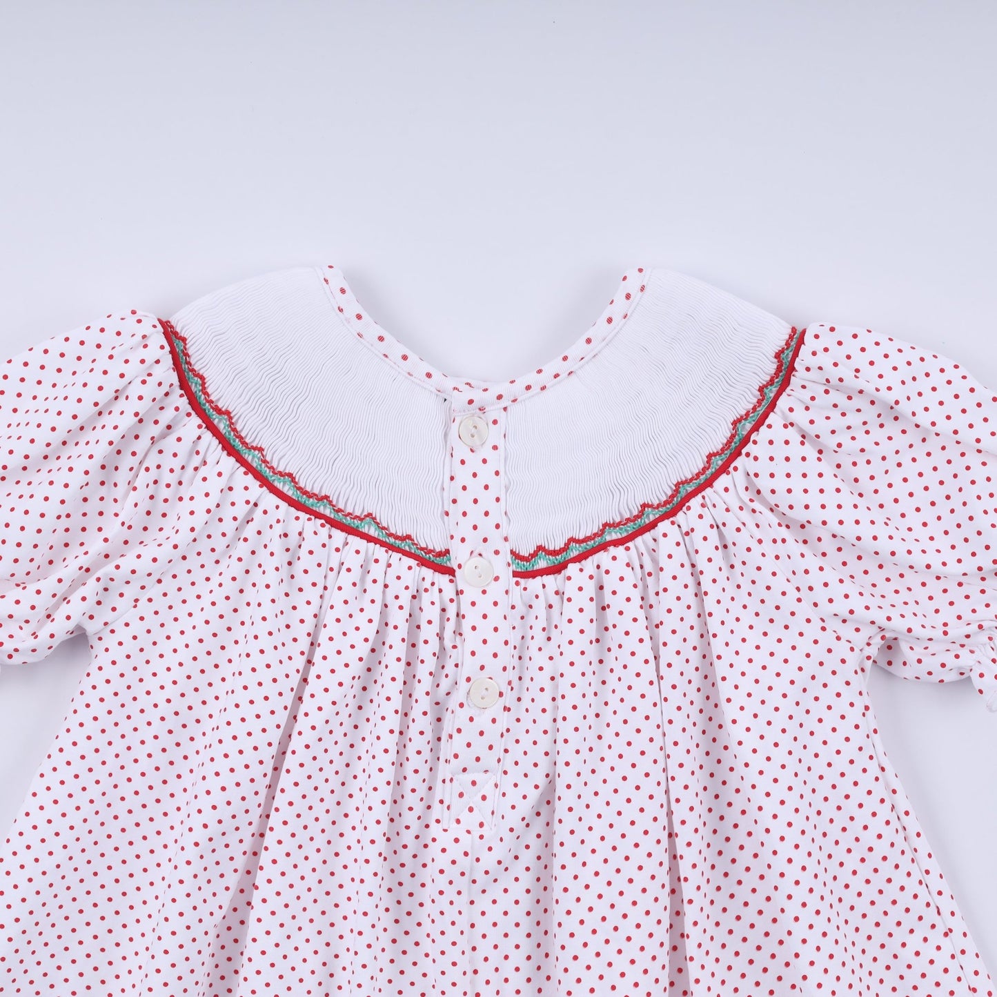 Red gingerbread hand smocked ruffle pants set - Abbies Place