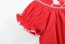 Load image into Gallery viewer, Red Santa Sleigh Bishop Dress