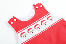 Load image into Gallery viewer, Red Santa Smocked Overalls