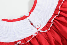 Load image into Gallery viewer, Red Santa Smocked Ruffle Bishop Dress