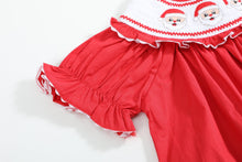 Load image into Gallery viewer, Red Santa Smocked Ruffle Bishop Dress