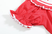 Load image into Gallery viewer, Red Santa Smocked Ruffle Romper