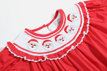 Load image into Gallery viewer, Red Santa Smocked Ruffle Romper