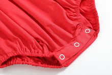 Load image into Gallery viewer, Red Santa Smocked Ruffle Romper