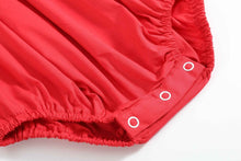 Load image into Gallery viewer, Red Santa Smocked Ruffle Romper