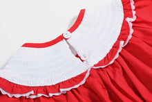 Load image into Gallery viewer, Red Santa Smocked Ruffle Romper