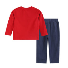 Load image into Gallery viewer, Red Santa Smocked Shirt and Navy Pants Set
