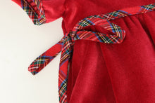 Load image into Gallery viewer, Red Velvet and Christmas Plaid Bow Dress