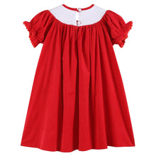 Load image into Gallery viewer, Red Velvet Christmas Smocked Bishop Dress