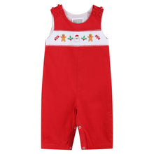 Load image into Gallery viewer, Red Velvet Christmas Smocked Overalls