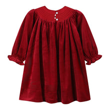 Load image into Gallery viewer, Red Velvet Nativity Smocked Dress