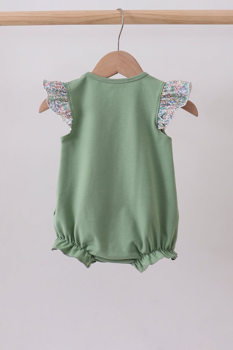 Sage bunny applique ruffle bubble - Abbies Place