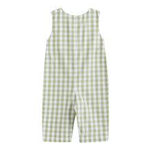 Load image into Gallery viewer, Sage Green Gingham Pumpkin Smocked Overalls