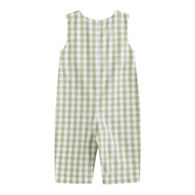 Load image into Gallery viewer, Sage Green Gingham Pumpkin Smocked Overalls