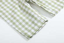 Load image into Gallery viewer, Sage Green Gingham Pumpkin Smocked Overalls