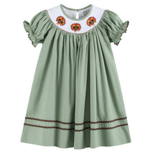 Load image into Gallery viewer, Sage Green Turkey Smocked Bishop Dress