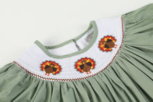 Load image into Gallery viewer, Sage Green Turkey Smocked Bishop Dress