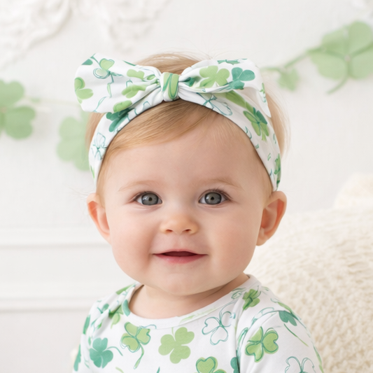 Shamrock Baby Headband – Adjustable Bamboo Irish Bow