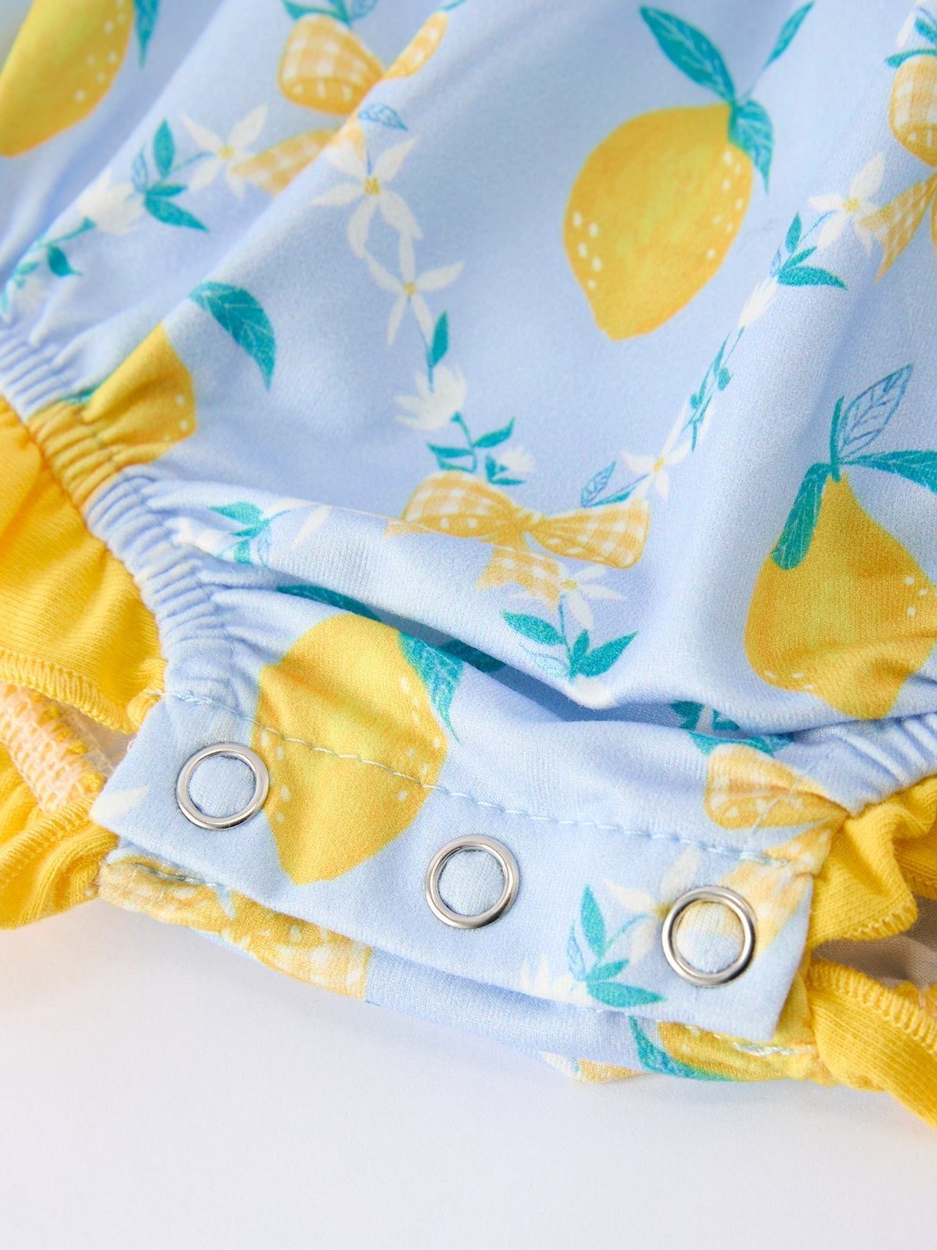 Summer Lemon Floral Print Girl Sleeveless Ruffle Romper - Abbies Place