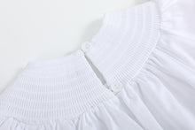 Load image into Gallery viewer, White and Pink Bows Smocked Bishop Dress