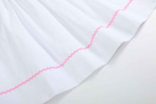 Load image into Gallery viewer, White and Pink Bows Smocked Bishop Dress