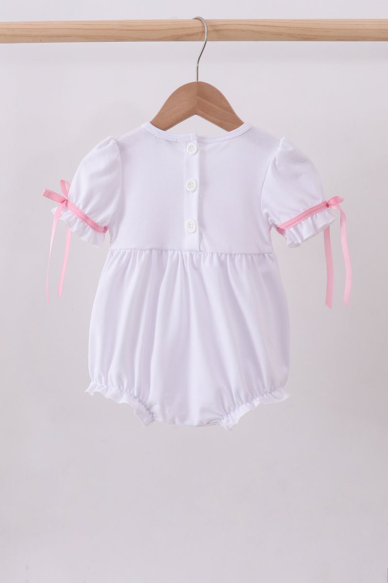 White cross smocked ruffle bubble - Abbies Place