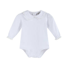 Load image into Gallery viewer, White Lace Collared Girls Long Sleeve Bodysuit Romper