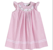 Load image into Gallery viewer, Pink Seersucker Easter
Bunny Smocked Bishop Dress - Image #1
