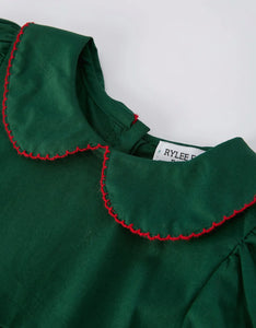 Girls Holiday Outfit - Santa Bow Green Christmas Dress-Ships 11/10