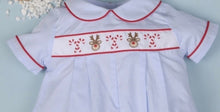 Load image into Gallery viewer, Reindeer and Candy Cane Embroidered Boy
Long Bubble Romper
