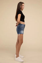 Load image into Gallery viewer, Mid Rise Raw Frayed Hem Denim Shorts - Image #6
