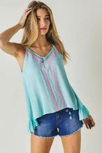 Load image into Gallery viewer, PRINTED SLEEVELESS RUFFLE TANK TOP - Image #7
