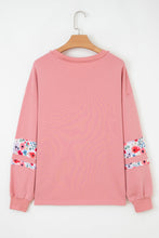 Load image into Gallery viewer, Flower Applique Patchwork Drop Sleeve Pullover Sweatshirt
