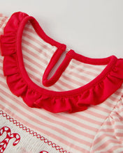 Load image into Gallery viewer, Christmas Candy Cane Smocking Embroidery Striped Girls Dress-Ships by 10/15
