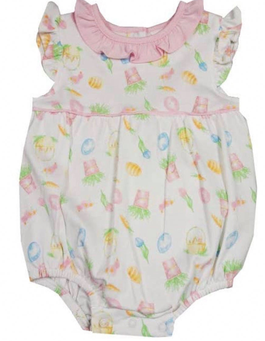 Easter Print Pima Baby Girl Romper