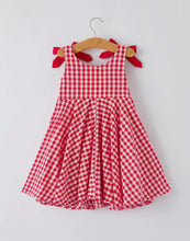Load image into Gallery viewer, Valentine&#39;s Day Red Plaid Heart Applique Dress with Bows - Toddler Girls Outfit-Ships 11/20
