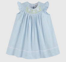 Load image into Gallery viewer, Blue Floral Crosses Smocked
Bishop Dress-Ships to you 2/15/25
