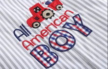 Load image into Gallery viewer, Gray and White All American Boy Overalls - Image #2
