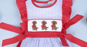 Dogs Hand Smocked Baby Bubble