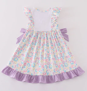 Purple easter bunny french knot girl dress