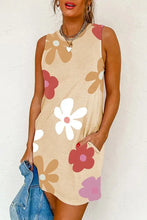 Load image into Gallery viewer, Women Apricot Daisy Flower Print Tank Dress - Image #2
