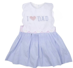 I Love Dad Embroidery Baby Girl Dress - Image #1