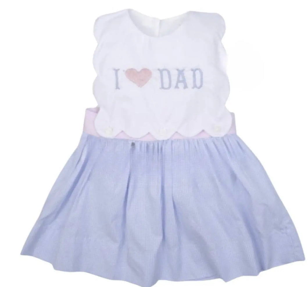 I Love Dad Embroidery Baby Girl Dress - Image #1