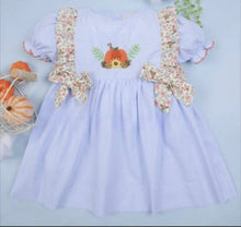 Load image into Gallery viewer, Pumpkin French Knot Embroidery Baby Ruffle Dress - Image #1
