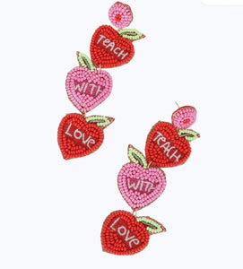 Teach with Love Beaded Dangle Earrings - Image #1