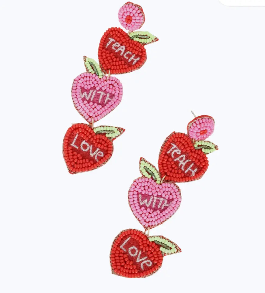 Teach with Love Beaded Dangle Earrings - Image #1