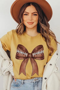 Coquette Football Bow Graphic T Shirts - Image #2