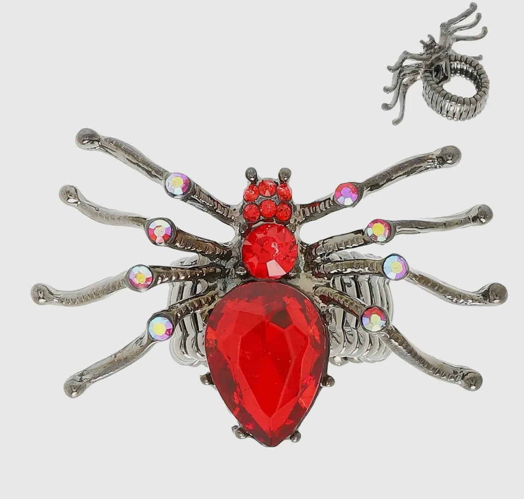 Halloween Jeweled Spider Stretch Ring